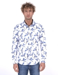 Bird Printed Long Sleeved Mens Shirt SL 7212 - Thumbnail