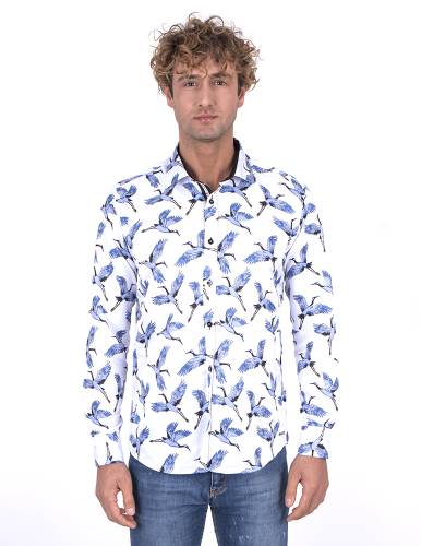 MAKROM - Bird Printed Long Sleeved Mens Shirt SL 7212 (1)