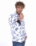 Bird Printed Long Sleeved Mens Shirt SL 7212 - Thumbnail