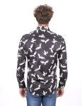 Bird Printed Long Sleeved Mens Shirt SL 7212 - Thumbnail