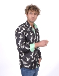 Bird Printed Long Sleeved Mens Shirt SL 7212 - Thumbnail