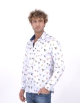 Bird Printed Long Sleeved Mens Shirt SL 7223 - Thumbnail