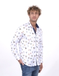 Bird Printed Long Sleeved Mens Shirt SL 7223 - Thumbnail