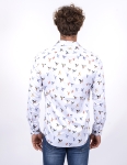 Bird Printed Long Sleeved Mens Shirt SL 7223 - Thumbnail