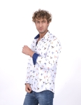 Bird Printed Long Sleeved Mens Shirt SL 7223 - Thumbnail