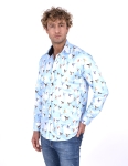 Bird Printed Long Sleeved Mens Shirt SL 7223 - Thumbnail