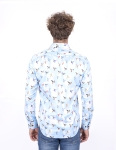 Bird Printed Long Sleeved Mens Shirt SL 7223 - Thumbnail