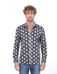 Cat Printed Long Sleeved Mens Shirt SL 7220 - Thumbnail