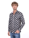 Cat Printed Long Sleeved Mens Shirt SL 7220 - Thumbnail