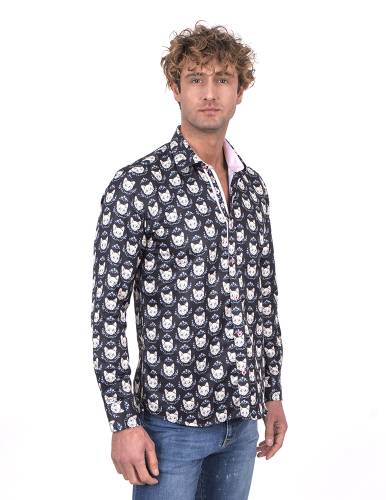 Cat print shop dress shirt
