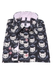Cat Printed Long Sleeved Mens Shirt SL 7220 - Thumbnail