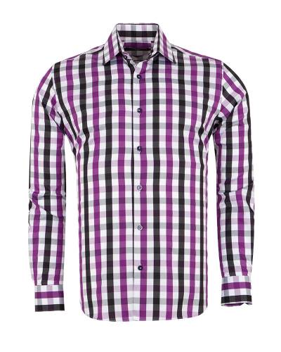 MAKROM - Checkered Long Sleeved Mens Shirt SL 7169 (Thumbnail - )