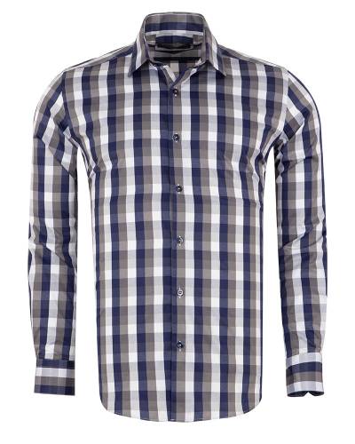 MAKROM - Checkered Long Sleeved Mens Shirt SL 7170 (Thumbnail - )