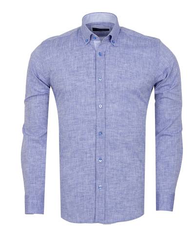 Oscar Banks - Cotton Linen Long Sleeved Mens Shirt SL 7889