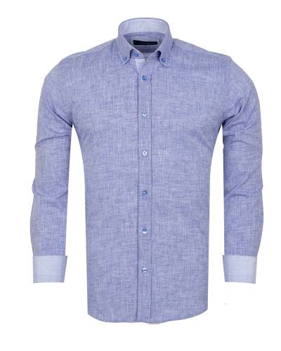 Cotton Linen Long Sleeved Mens Shirt SL 7889
