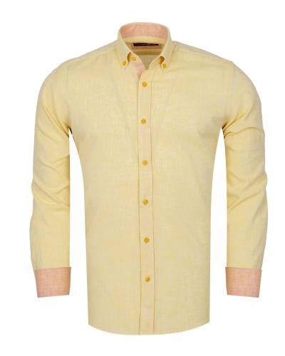 Cotton Linen Long Sleeved Mens Shirt SL 7889
