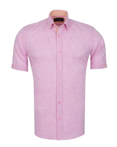 Oscar Banks - Cotton Linen Short Sleeved Mens Shirt SS 7888