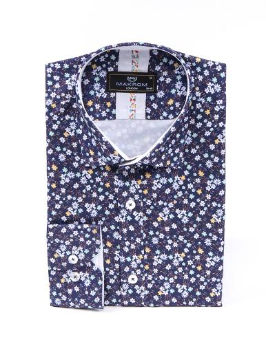 MAKROM - Floral Printed Long Sleeved Mens Shirt SL 7214