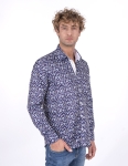 Floral Printed Long Sleeved Mens Shirt SL 7214 - Thumbnail