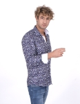 Floral Printed Long Sleeved Mens Shirt SL 7214 - Thumbnail