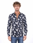 Floral Printed Long Sleeved Mens Shirt SL 7216 - Thumbnail