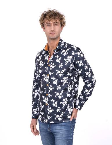 MAKROM - Floral Printed Long Sleeved Mens Shirt SL 7216 (1)
