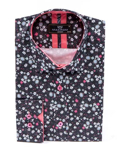 MAKROM - Floral Printed Long Sleeved Mens Shirt SL 7224