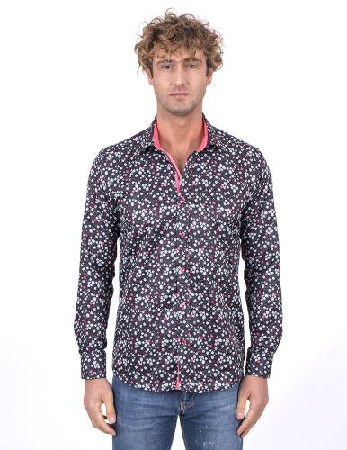 Floral Printed Long Sleeved Mens Shirt SL 7224