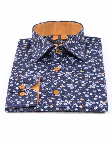 MAKROM - Floral Printed Long Sleeved Mens Shirt SL 7224 (Thumbnail - )