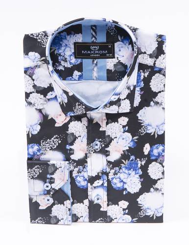 MAKROM - Floral Printed Long Sleeved Mens Shirt SL 7228