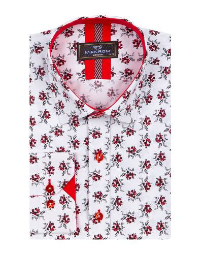 Floral Printed Long Sleeved Mens Shirt SL 7244
