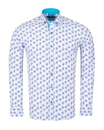 Floral Printed Long Sleeved Mens Shirt SL 7244