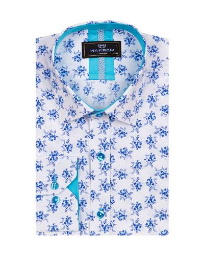 Floral Printed Long Sleeved Mens Shirt SL 7244