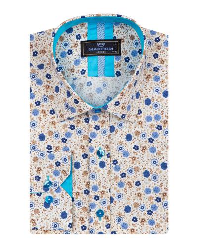 Floral Printed Long Sleeved Mens Shirt SL 7249