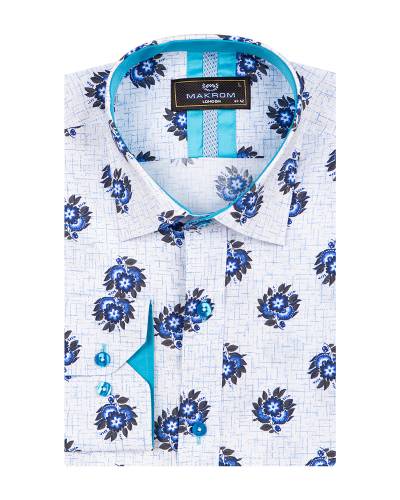 Floral Printed Long Sleeved Mens Shirt SL 7252