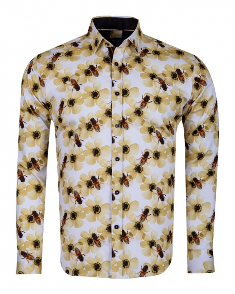 Luxury Bees Printed Long Sleeved Mens Shirt SL 6715