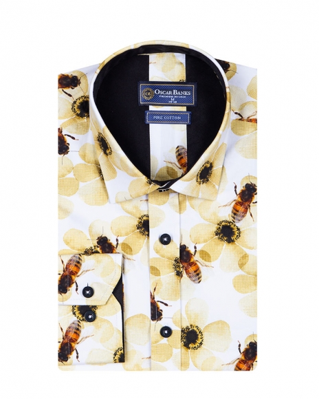 Luxury Bees Printed Long Sleeved Mens Shirt SL 6715