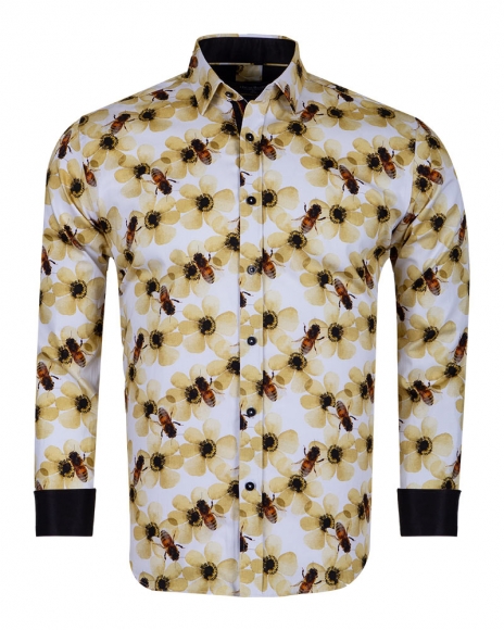 Luxury Bees Printed Long Sleeved Mens Shirt SL 6715