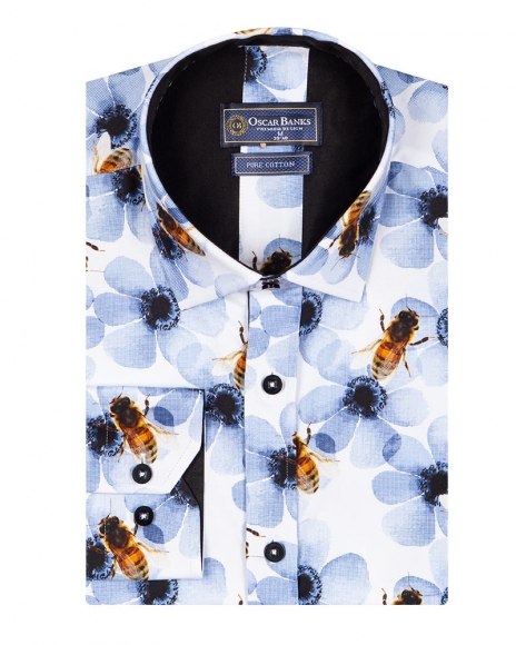Luxury Bees Printed Long Sleeved Mens 