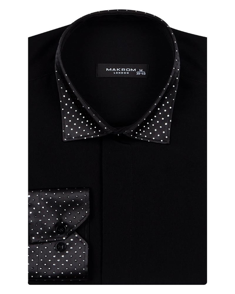 Luxury Black Long Sleeved Mens Shirt With Accessories SL 6695