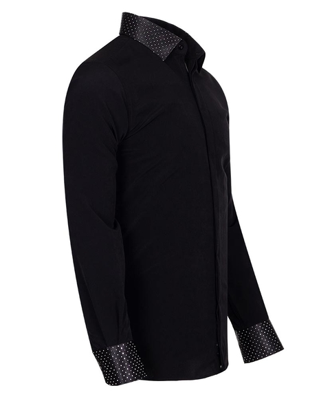 Luxury Black Long Sleeved Mens Shirt With Accessories SL 6695