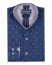 Luxury Blue and Gold Printed Pure Cotton Mens Shirt SL 6705 - Thumbnail