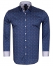 Luxury Blue and Gold Printed Pure Cotton Mens Shirt SL 6705 - Thumbnail