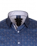 Luxury Blue and Gold Printed Pure Cotton Mens Shirt SL 6705 - Thumbnail