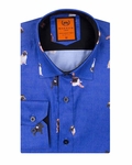 Luxury Blue on Dogs Printed Long Sleeved Mens Shirt SL 6564 - Thumbnail