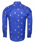 Luxury Blue on Dogs Printed Long Sleeved Mens Shirt SL 6564 - Thumbnail