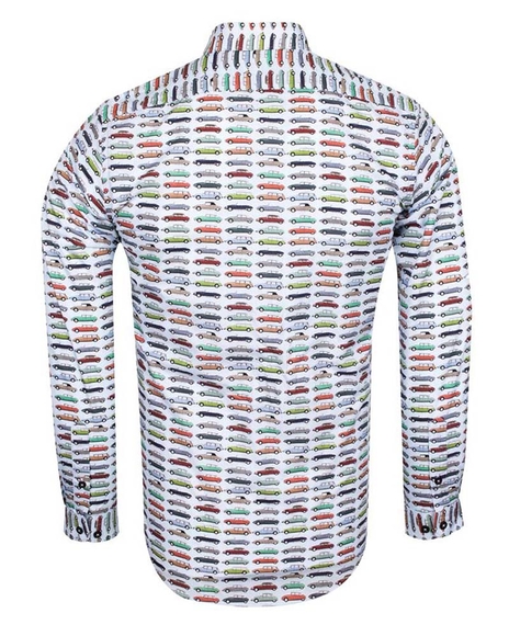 Oscar Banks - Luxury Cartoon Cars Printed Long Sleeved Mens Shirt SL 5917 (1)