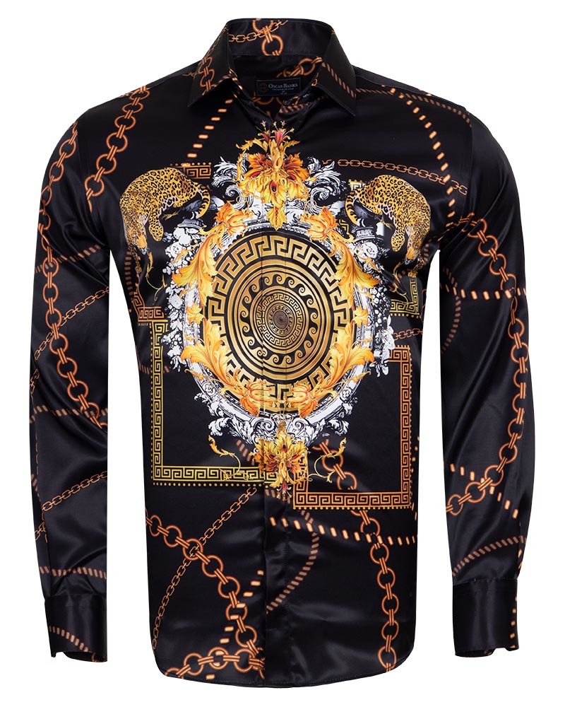 Luxury Chains Printed Long Sleeved Mens Shirt SL 6750 | Makrom