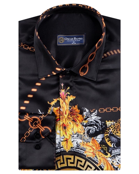 Luxury Chains Printed Long Sleeved Mens Shirt SL 6750