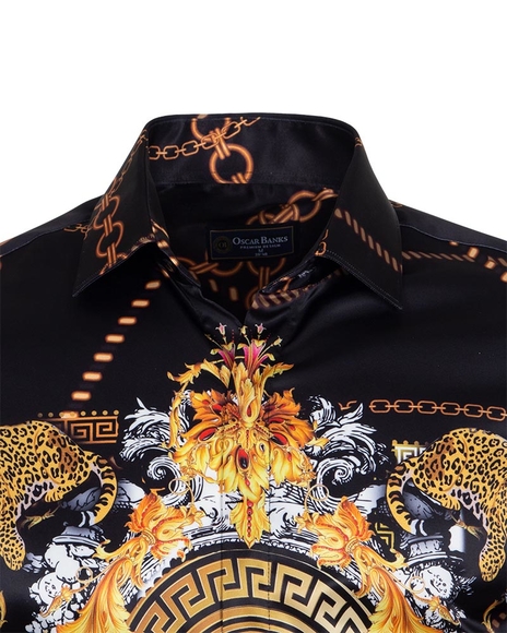 Luxury Chains Printed Long Sleeved Mens Shirt SL 6750